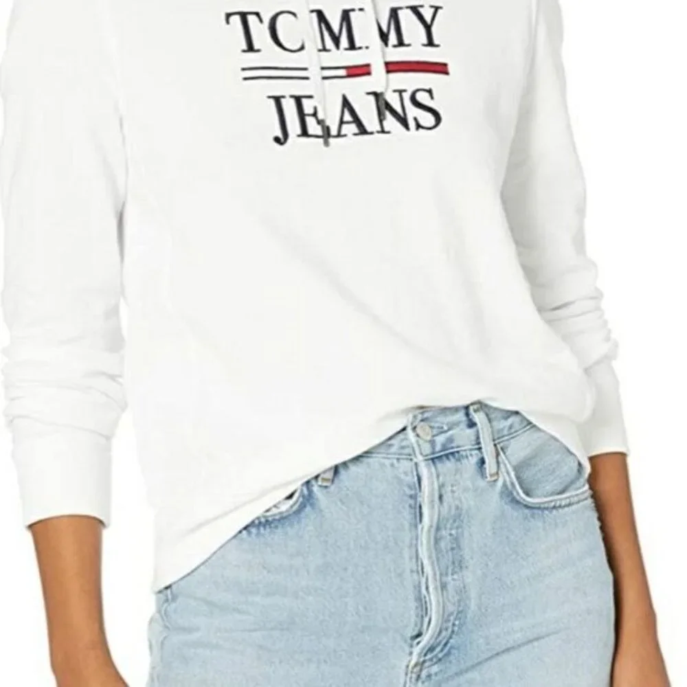 Tommy Hilfiger Jeans White Cropped Hoodie - Picture 1 of 7